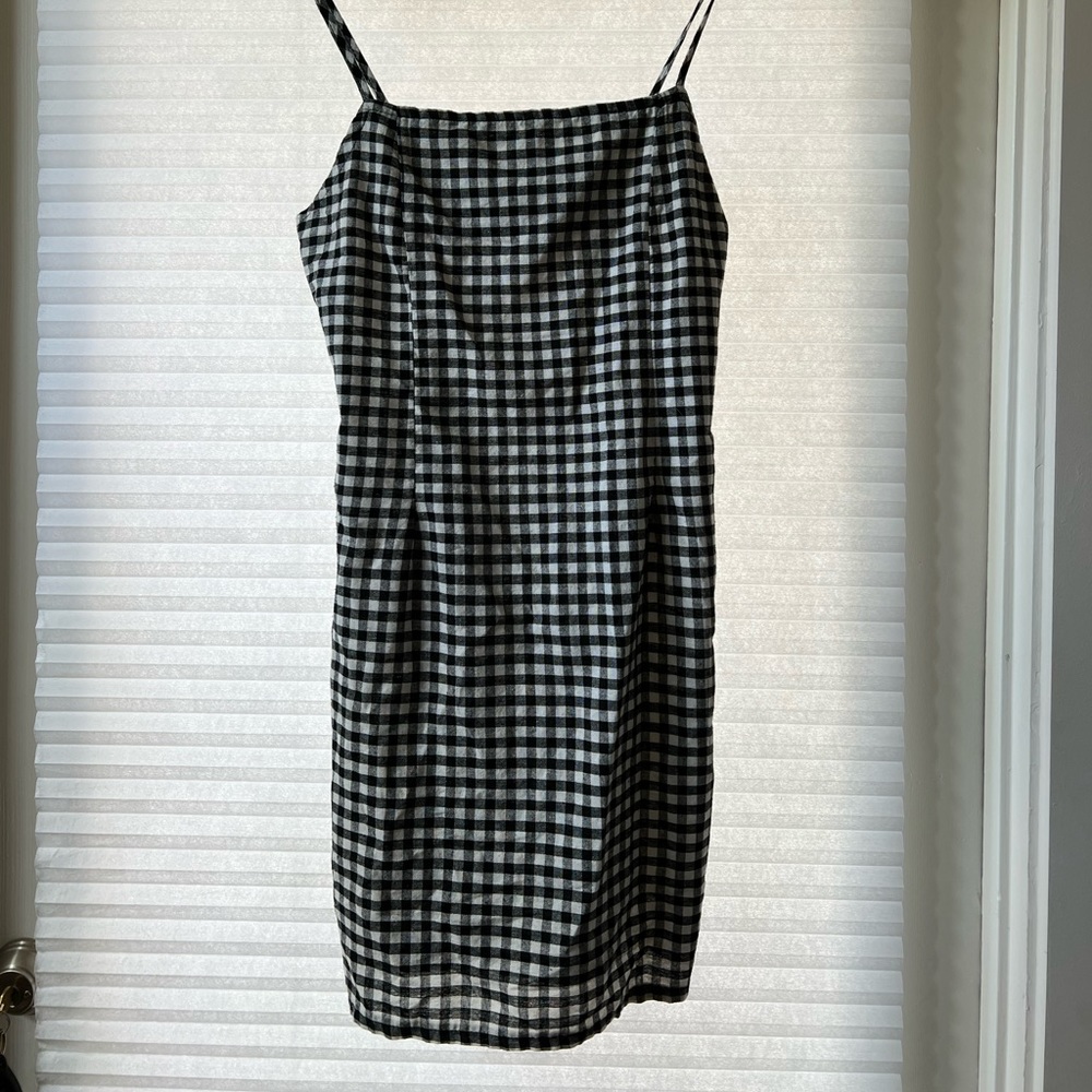 Black and white gingham mini dress